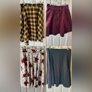 (4) Size Medium Skirts - Sour Puss, Hell Bunny, Steady & Collectif brands